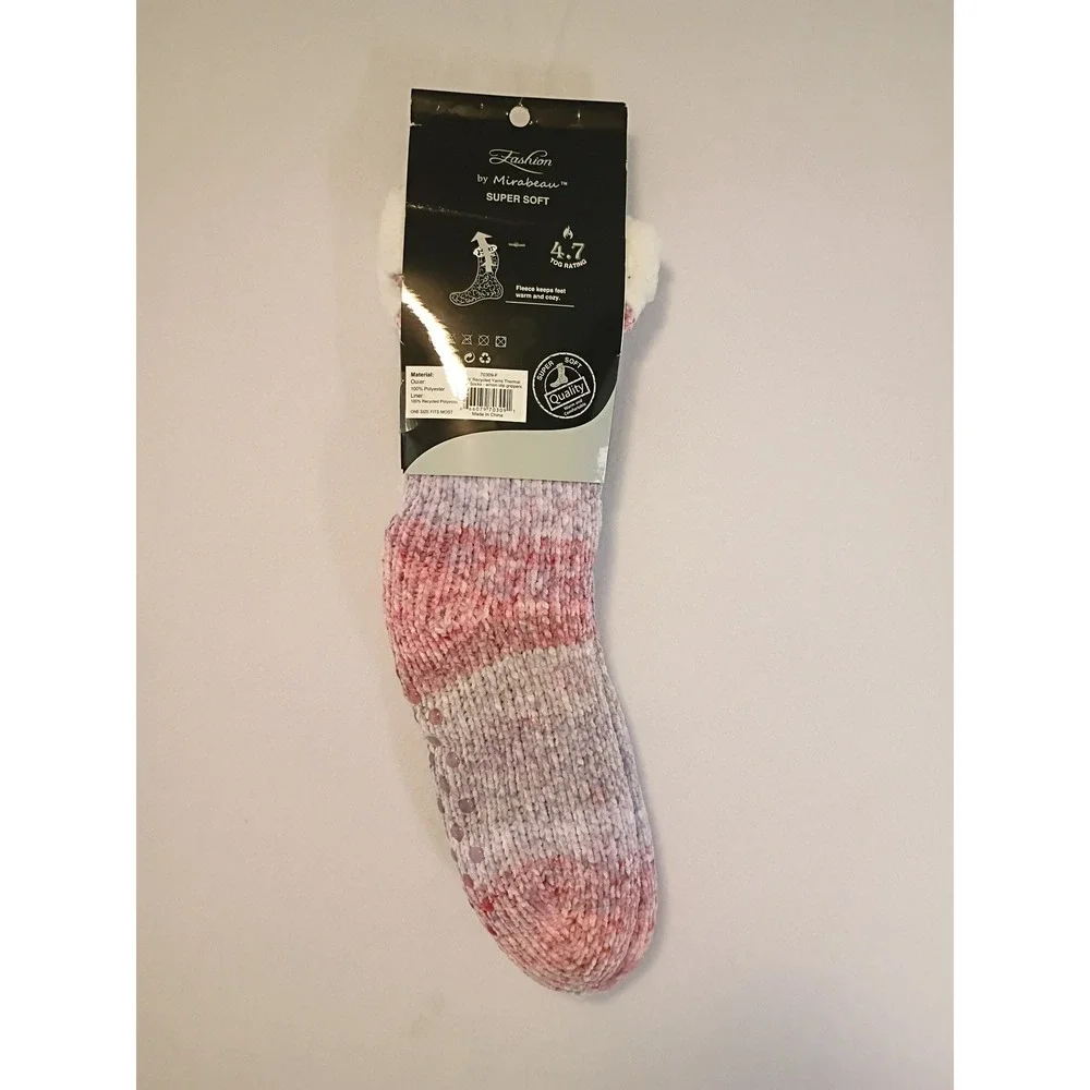 Cozy Hygge Fashion by Mirabeau Womens OS Pink Ombre Thermal Knit Slipper Socks
